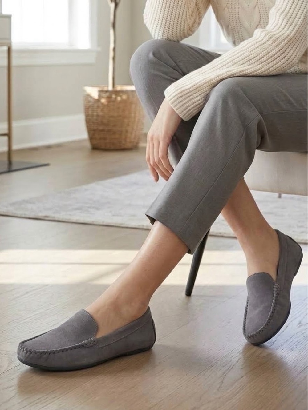 Driving Loafer Comfortview Slip On Flats Milena Slate Gray Neutral Size 9 W Wide